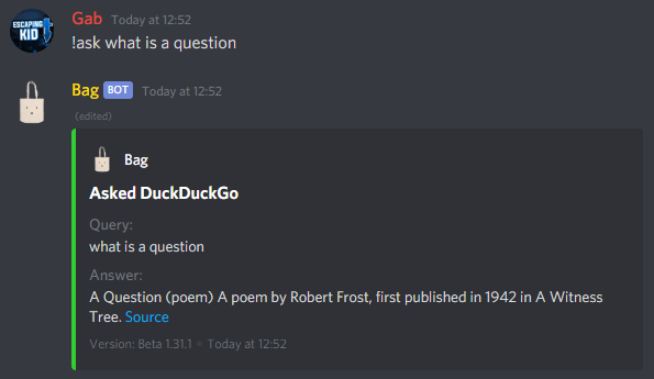 Asking DuckDuckGo